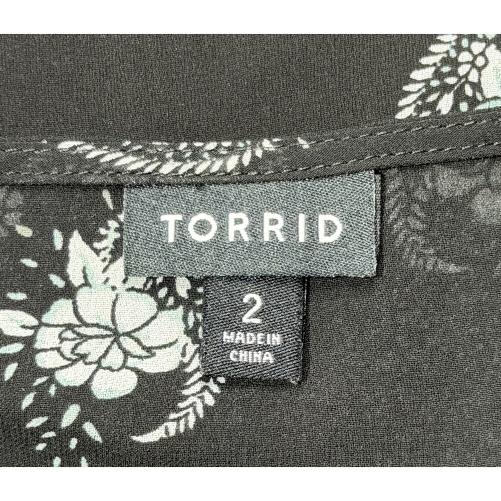 Torrid Women's Black Floral Sheer Chiffon Cover-Up Dress (Size 2) - Picture 5 of 9
